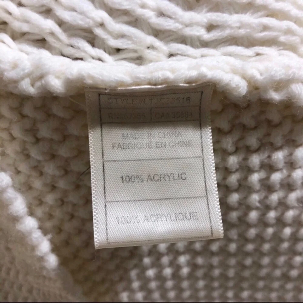 Jack by BB Dakota Open Knit V Neck Sweater Cream Size Medium - Picture 6 of 8